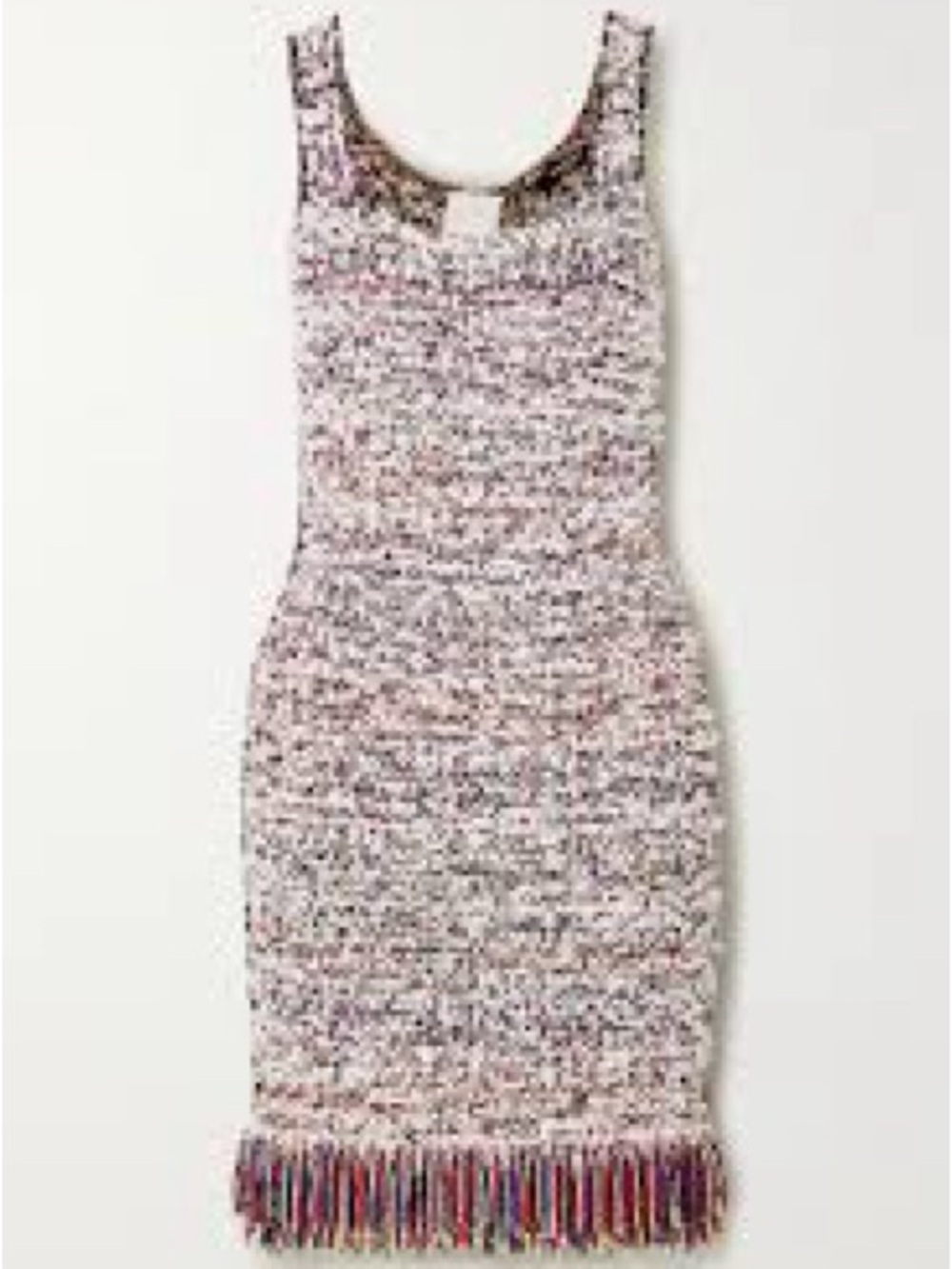 Balmain Multicolor Tweed Fringe Tank Dress, NWT size 38